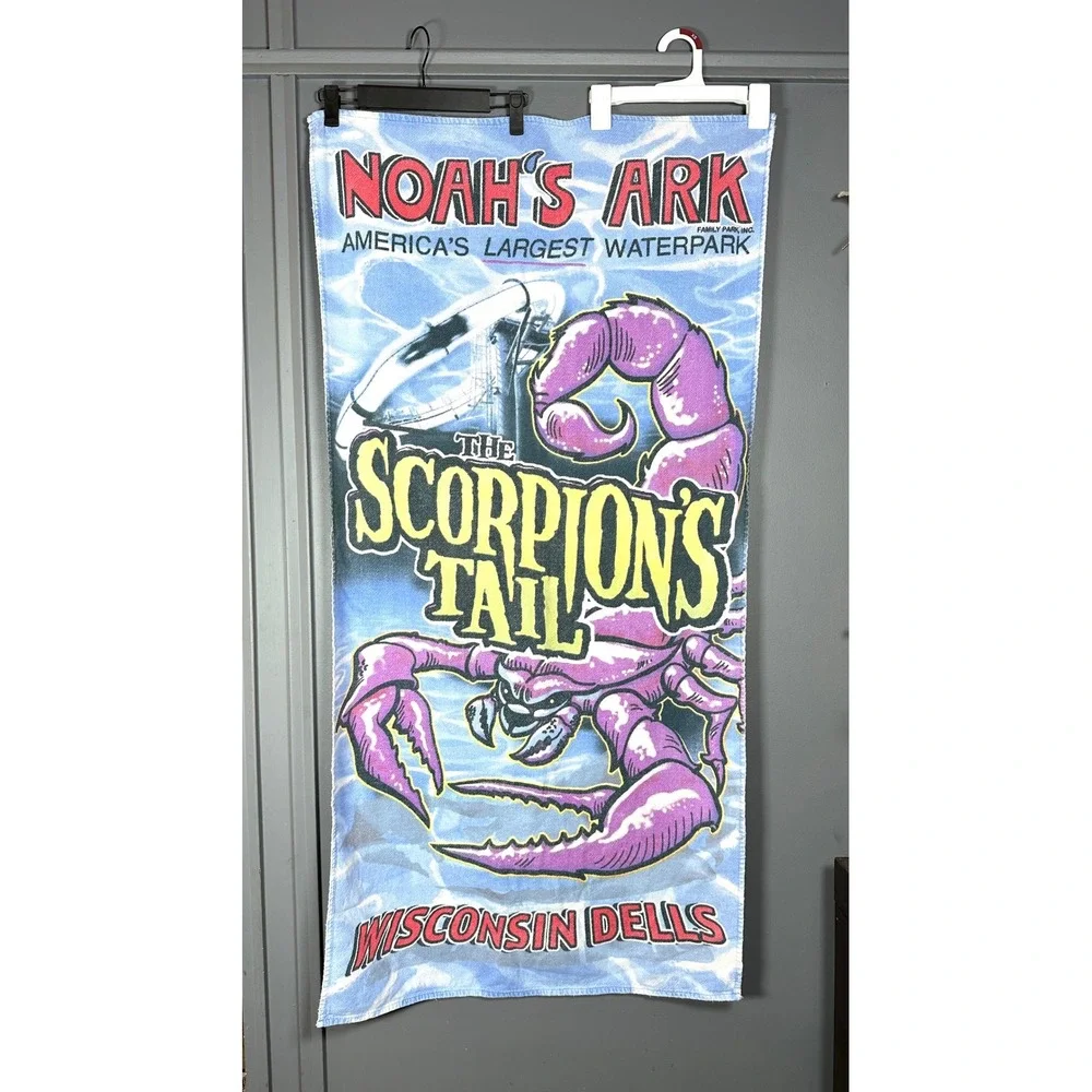 Vintage Noah's Ark Beach towel Scorpions Tail Amusement Waterpark‎ Towel